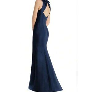 ALFRED SUNG Navy Blue Halter-Back Wedding Gown